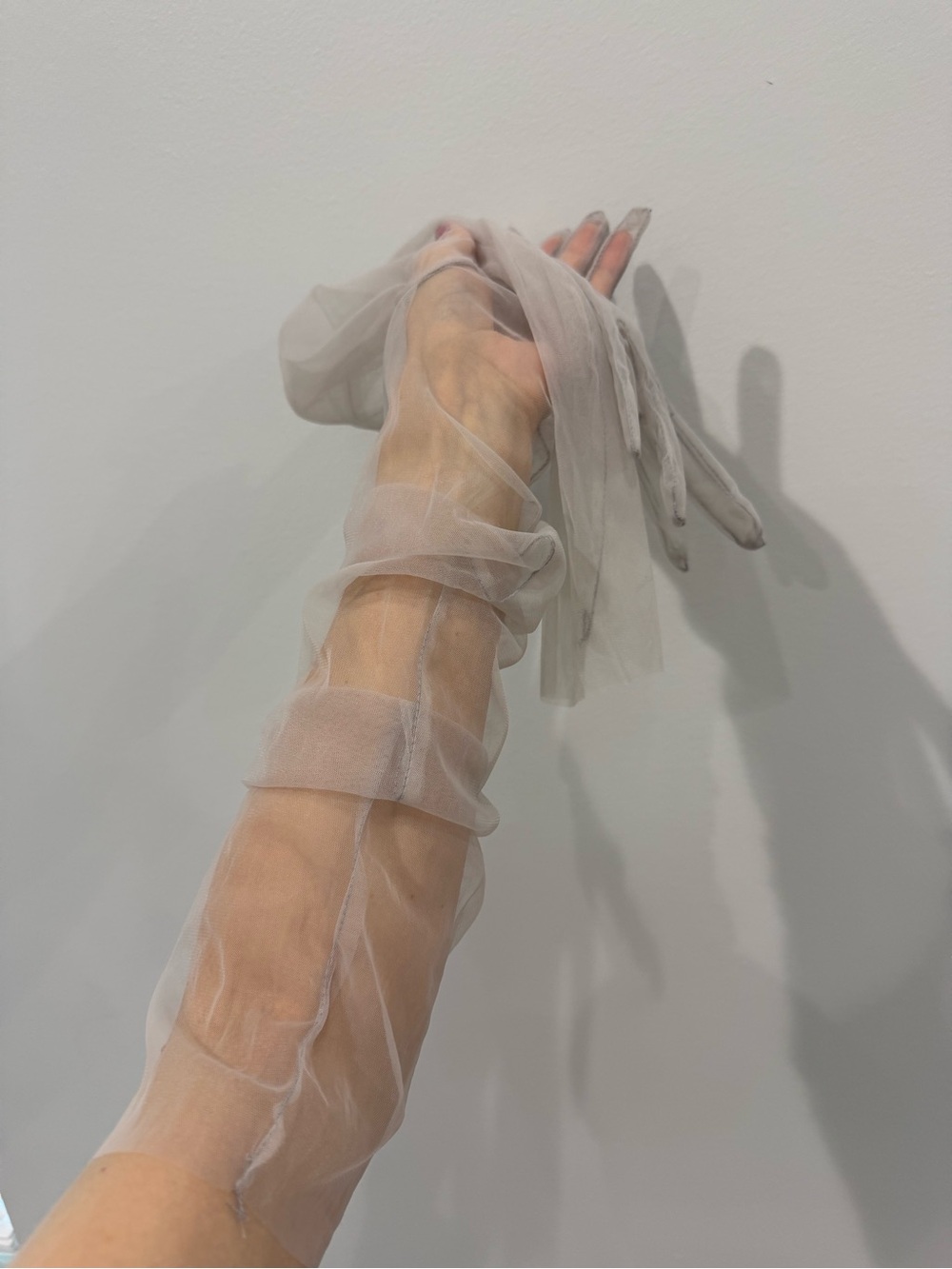 Sheer Long Gloves in Rich Light Gray Taupe - Picture 7 of 14